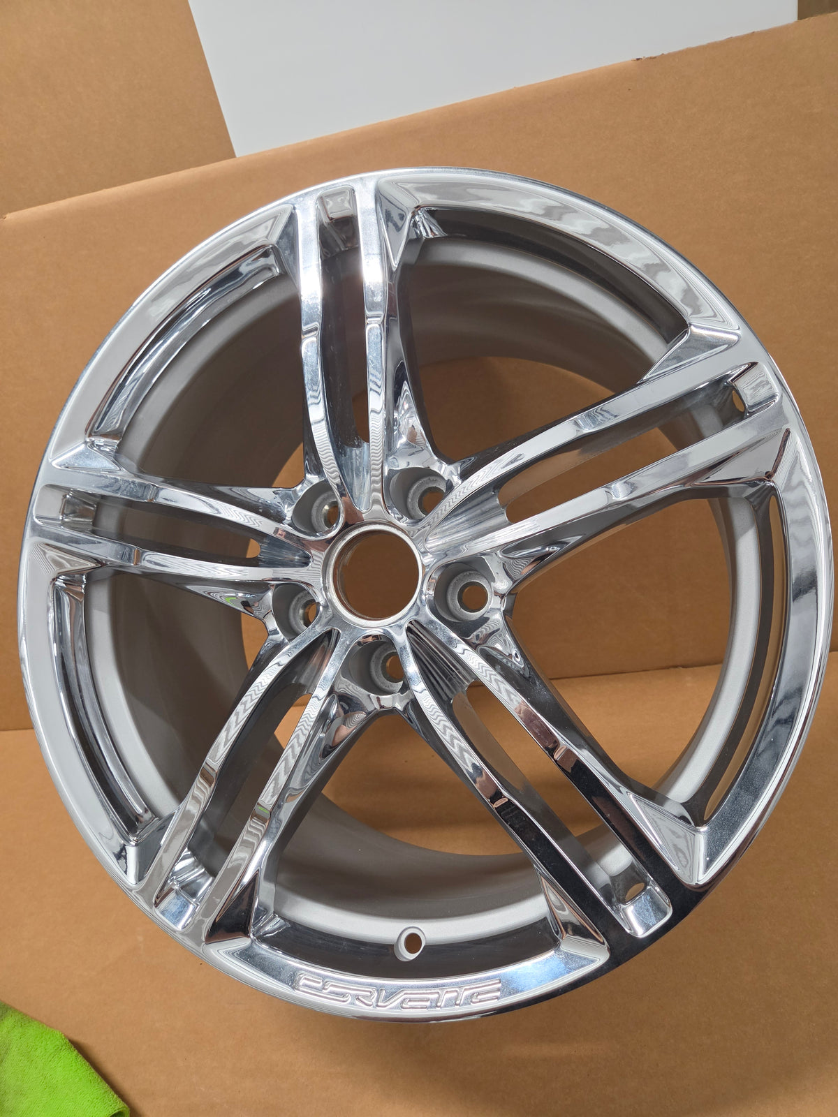 C7 Corvette RPO Code QX3 Chrome Finish Split 5 Spoke Rear Wheel *Brand NEW OEM w/ Minor Blemish*