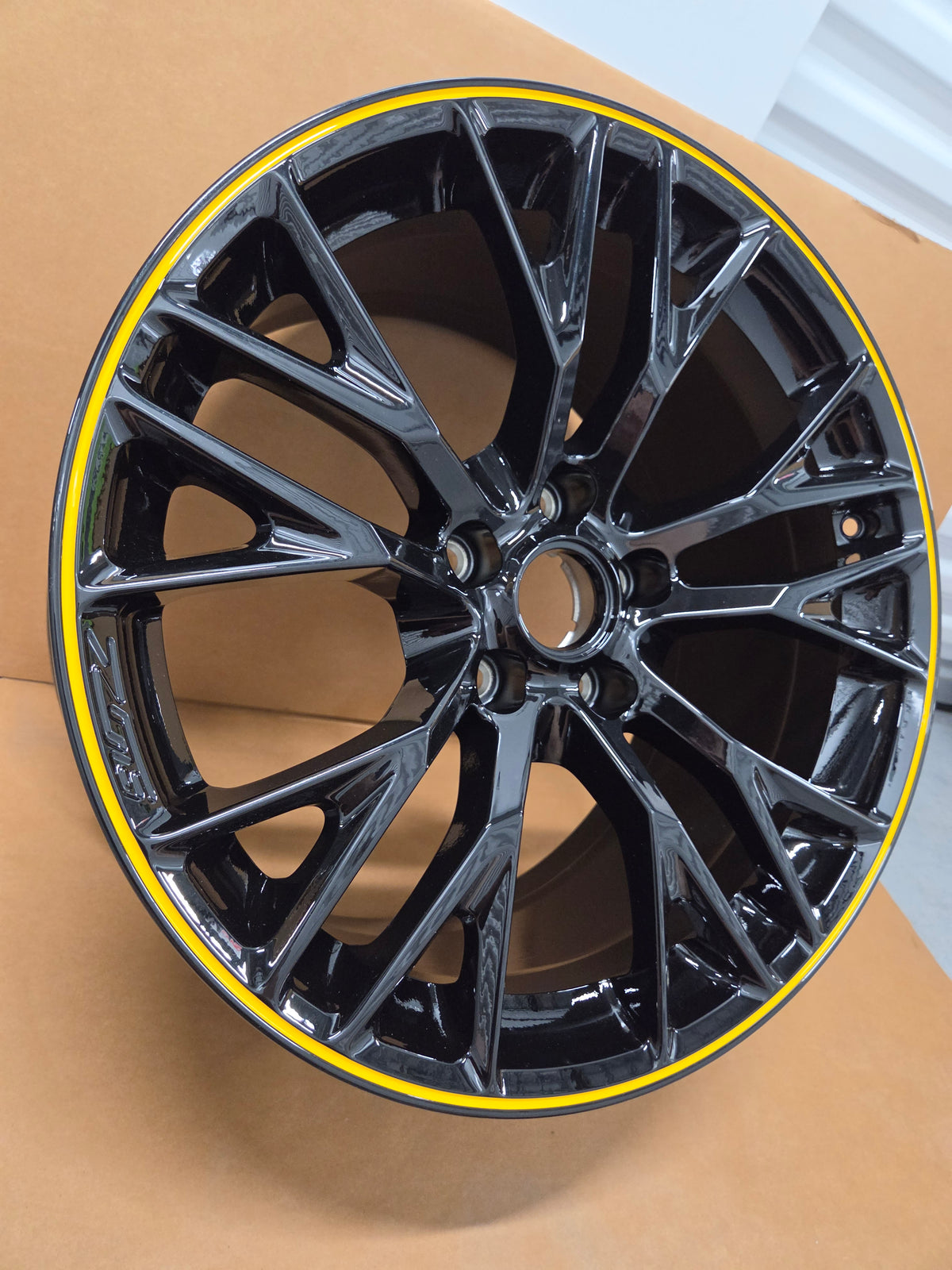 C7 Corvette Z06 Front Gloss Black/Yellow Stripe *Brand New OEM GM*