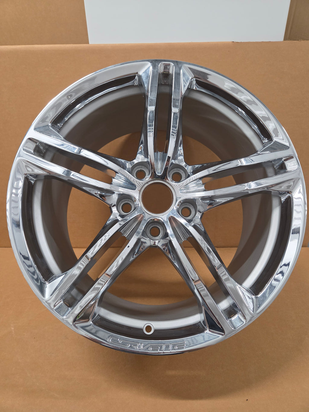 C7 Corvette RPO Code QX3 Chrome Finish Split 5 Spoke Rear Wheel *Brand NEW OEM w/ Minor Blemish*