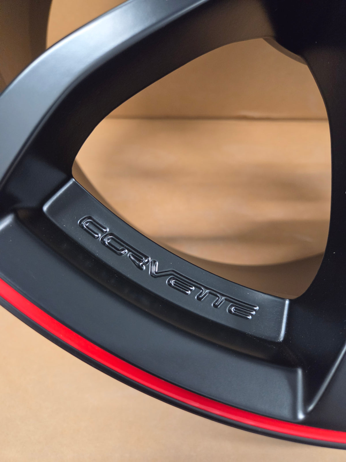 C6/C7 Corvette Cup-style Wheel Front Satin Black/Redline *BRAND NEW OEM*