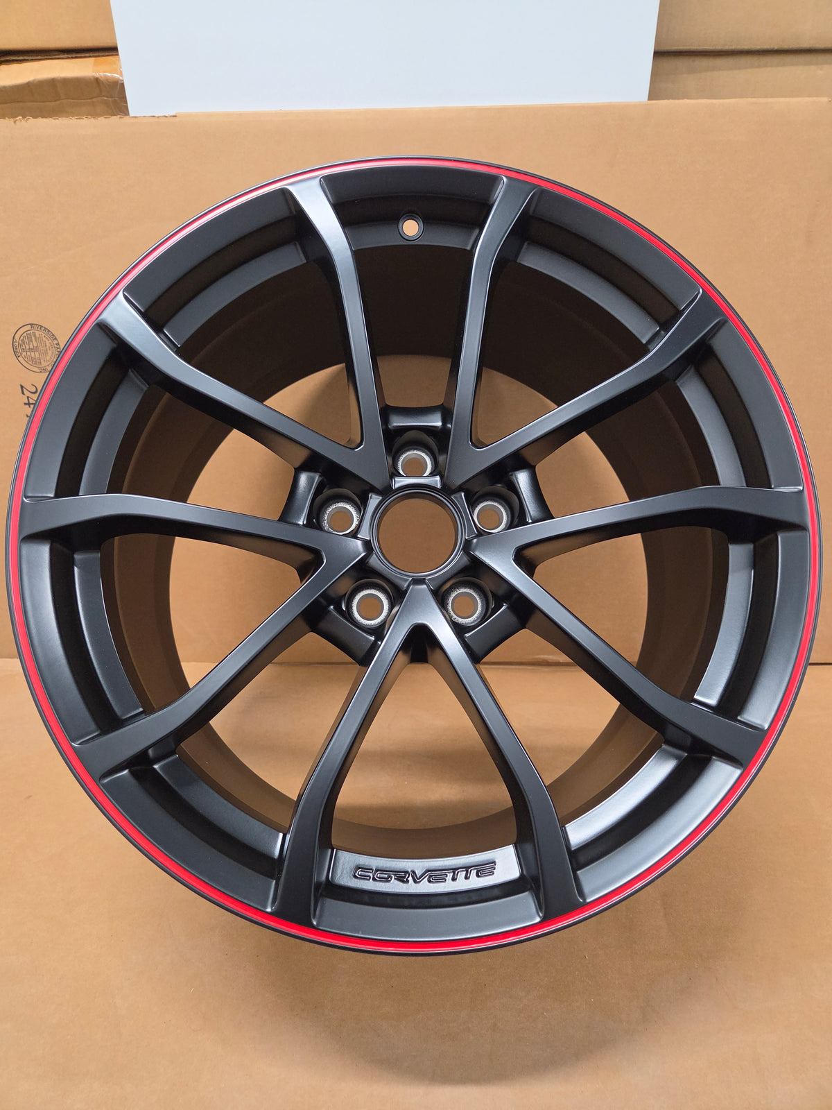 C6/C7 Corvette Cup-style Wheel Front Satin Black/Redline *BRAND NEW OEM*